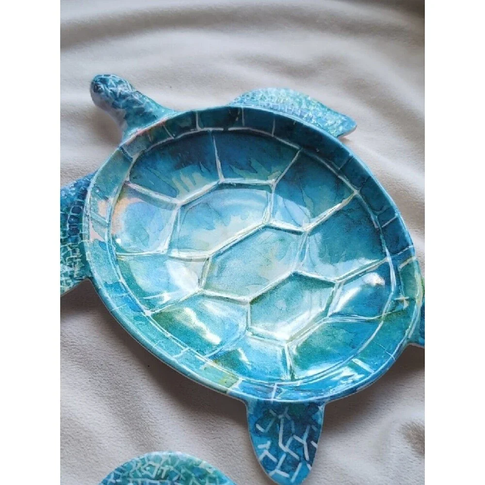 Pier 1 Melamine Sea Turtle 3 Plates And Bowl Set Coastal Decor